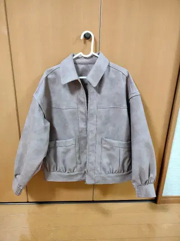 VIS 인조 가죽 & 스웨이드 라이크 집업 블루종