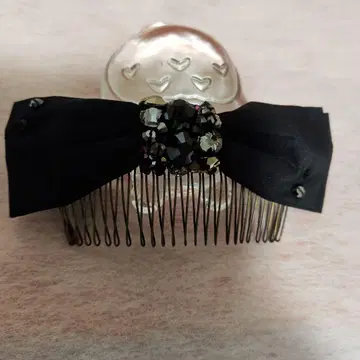 블랙 리본 비쥬 헤어콤