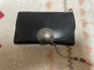 가죽 컴팩트 장지갑 블랙 핸드메이드