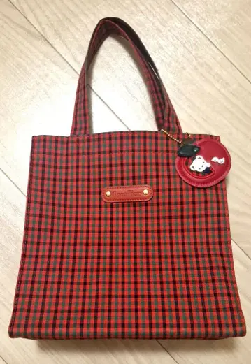 정품 파밀리아 애플 체크 무늬 토트백