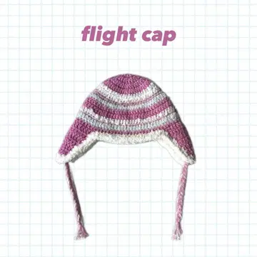 플라이트 캡 귀도리 니트 모자 핑크 핸드메이드 손뜨개질 니트