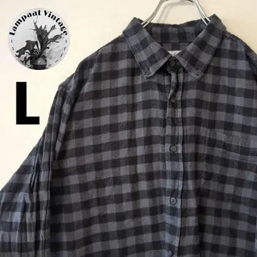 US 구제 의류 플란넬 셔츠 Croft&Barrow 블랙 그레이 L