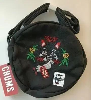 CHUMS 고양이 자수 숄더백 블랙 미사용