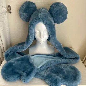 미키 팬캡 블루 머플러 파랑