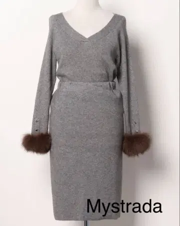 Mystrada 퍼 포함 리브 니트 셋업