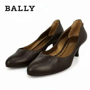 BALLY 천연 가죽 펌프스 22.5cm 다크 브라운 고급 슬림 레그