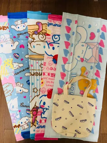 시나모롤 페이스 타월 5개와 토트백 세트