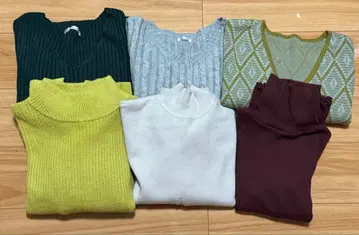 긴팔 니트 스웨터 세트 묶음 판매 하이넥 V넥