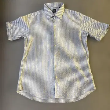 더반 반팔 셔츠 남성용 블루 스트라이프 면 100%