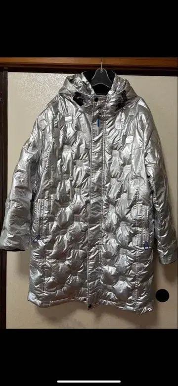 실버 후드 부착 다운 자켓