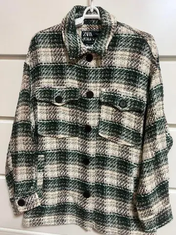 ZARA 체크 무늬 오버 사이즈 자켓 S 사이즈