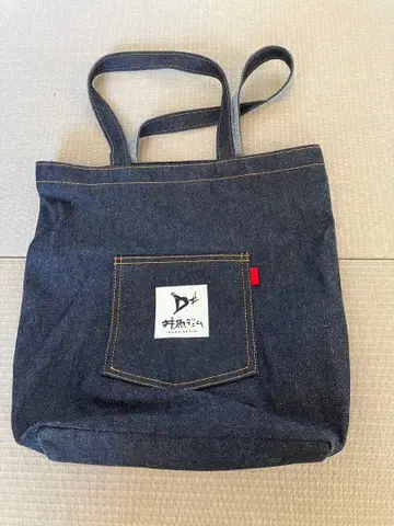 D+ 데님 토트백 백 포켓 부착 이바라 데님