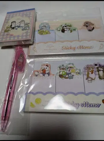 마지막 1개 산리오 모프 샌드 콜라보 다이컷 메모지 미니 볼펜 4개