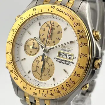 [ 작동/새상품 배터리 ] 세이코 데이데이트 크로노그래프 손목시계 골드