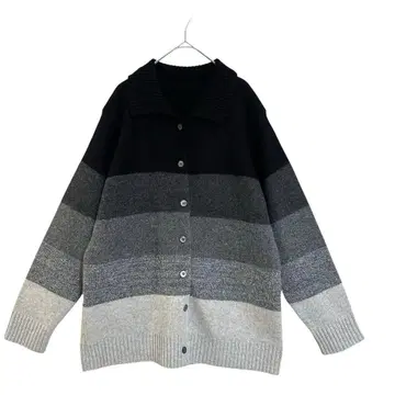 새상품급/니트 가디건/캐시미어 터치/보더 그라데이션/루즈핏 빅