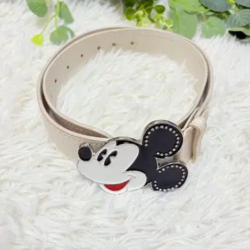 미키마우스 버클 벨트 화이트 가죽