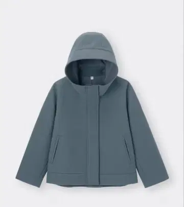 지유 GU 코지 멜톤 숏 후디 코트 M 블루