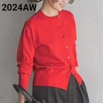 이에나 LEVITA 롱 슬리브 크루 가디건 레드 2024AW