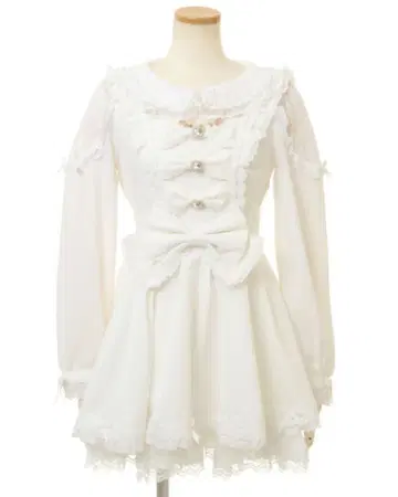 LIZLISA 트리플 리본 프릴 셋업 화이트