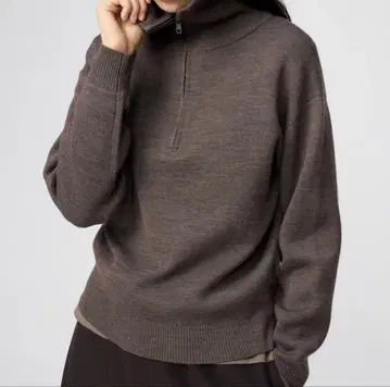 미개봉 새상품 유니클로 더블 페이스 하프 집업 스웨터 M 사이즈