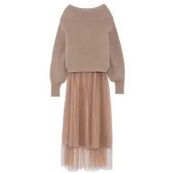 SNIDEL 튤 콤비 니트 원피스