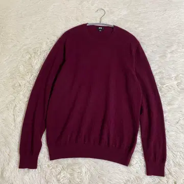 유니클로 캐시미어 100% 니트 스웨터 L 와인 레드 남성용