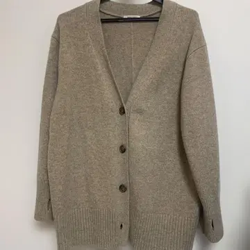 베이지 니트 가디건 긴팔 노리즈 오버 사이즈