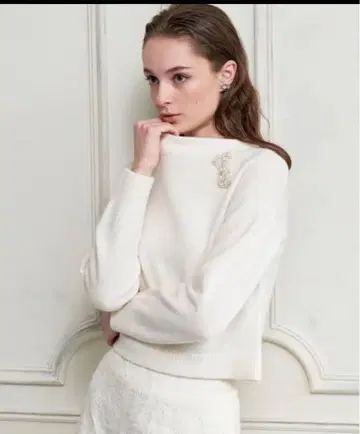 ANAYI 울 캐시미어 리본 비쥬 풀오버