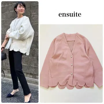 ensuite 가디건 스캘럽 자켓 핑크