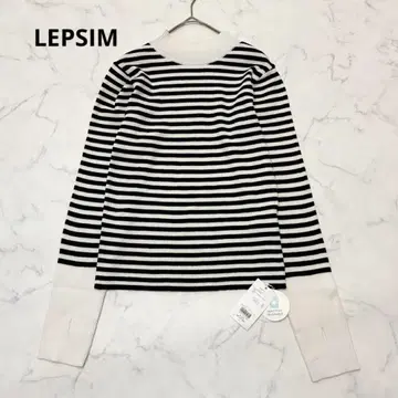 택 포함 렙심 LEPSIM 긴팔 리브 니트 크루넥 보더