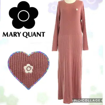 미사용 택 포함 마리콴트 원피스 리브 니트 롱 로고 자수