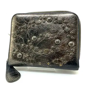 FRANCESCOBIASIA 스터드 이단 접이식 지갑 라운드 지퍼