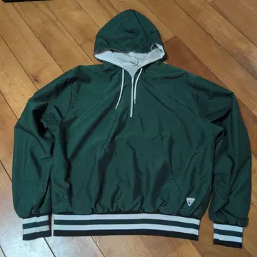 VARSITY 후드 부착 나일론 자켓 다크 그린