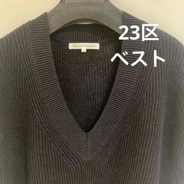 블랙 V넥 니트 베스트 38호 M 사이즈 새상품급 23구
