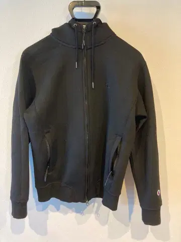 Champion 블랙 풀 집업 후드티