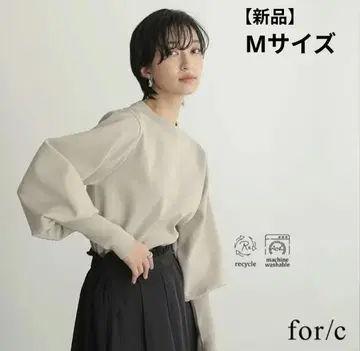 [ 새상품 ] for/c 롱 리브 니트 볼륨 소매 풀오버 베이지 M