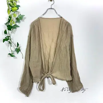 시어 소재 크롭 기장 V넥 가디건(XL) 와셔 레이어드