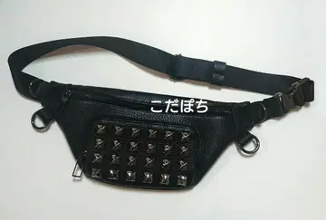 ZARA 남성용 스터드 장식 블랙 가죽 바디백 힙색