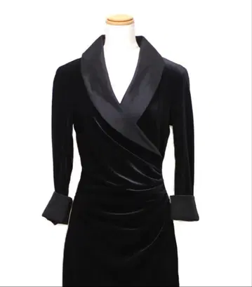 타다시 쇼지 블랙 포멀 롱 드레스 벨로아 블랙