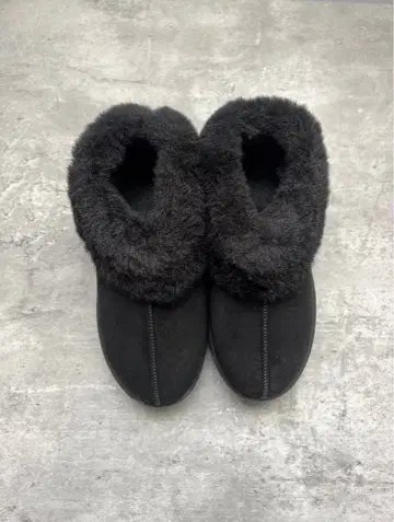 블랙 인조 모피 어그 부츠