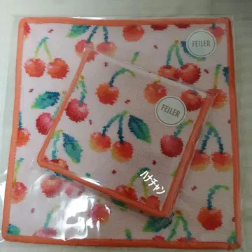 체리 도트 손수건 파우치 손수건 페일 핑크