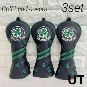 [ UT ] 골프 클럽 헤드커버 유틸리티 3종 세트 블랙 클로버