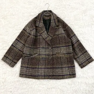 골지 GORGE 피 코트 체크 무늬 안쪽 퀼팅 아우터 루즈핏