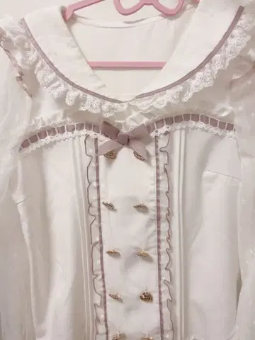 새상품급 LIZLISA 더블 하트 세일러 블라우스 핑크