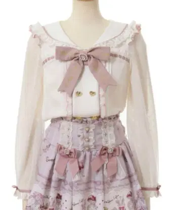 새상품급 LIZLISA 더블 하트 세일러 블라우스 핑크