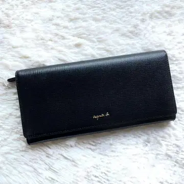 에네스베 장지갑 접이식 지갑 사피아노 가죽 L자 지퍼 블랙