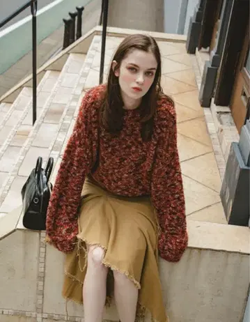 MIX얀 니트탑 F 레드 [ pinue ]