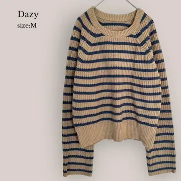 Dazy 보더 니트 U넥 브라운 네이비 가을 겨울 의류 M