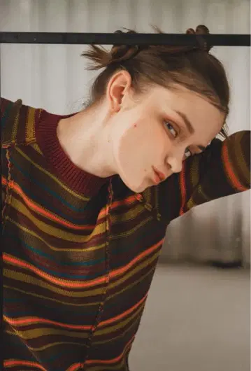 멀티 보더 니트 원피스 S/M