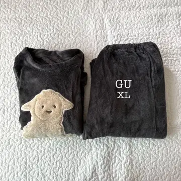 지유 룸웨어 상하의 세트 플리스 여성용 XL 차콜 그레이